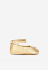 Dolce & Gabbana Kids Baby Girls DG Ballet Flats in Metallic Nappa Leather Gold DK0065 A6C66 89869