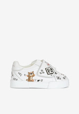 Dolce & Gabbana Kids Baby Portofino Sneakers with Baby Leopard Print White DN0143 AA341 80995