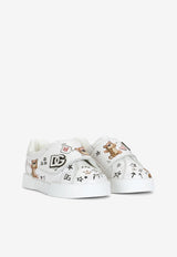 Dolce & Gabbana Kids Baby Portofino Sneakers with Baby Leopard Print White DN0143 AA341 80995
