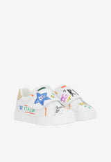 Dolce & Gabbana Kids Baby Girls Graffiti Print Portofino Sneakers White DN0143 AX708 89662