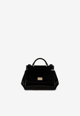Dolce & Gabbana Kids Girls Mini Sicily Crossbody Bag in Patent Leather Black EB0003 A1067 80999