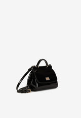 Dolce & Gabbana Kids Girls Mini Sicily Crossbody Bag in Patent Leather Black EB0003 A1067 80999
