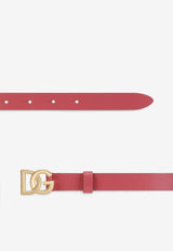 Dolce & Gabbana Kids Girls DG Logo Buckle Belt in Calf Leather Fuchsia EE0062 AW576 80422