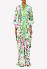 Dolce & Gabbana Floral Print Kaftan in Silk Multicolor F0B7AT FSA2N HC3JB