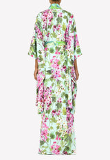 قفطان من الحرير بنقشة زهور