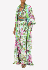 قفطان من الحرير بنقشة زهور