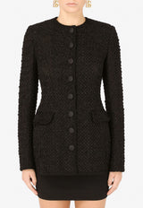 Dolce & Gabbana Single-Breasted Tweed Jacket Black F26D3T HUMKJ N0000