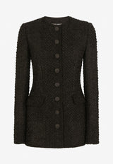 Dolce & Gabbana Single-Breasted Tweed Jacket Black F26D3T HUMKJ N0000