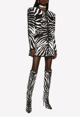 Dolce & Gabbana Zebra Print Jacquard Brocade Blazer Monochrome F26I1T HSMU1 HWAGN