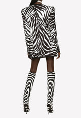 Dolce & Gabbana Zebra Print Jacquard Brocade Blazer Monochrome F26I1T HSMU1 HWAGN