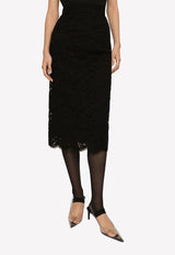Dolce & Gabbana High-Waist Lace Midi Skirt F4B7IT FLRE1 N0000 Black
