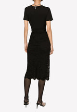 Dolce & Gabbana High-Waist Lace Midi Skirt F4B7IT FLRE1 N0000 Black