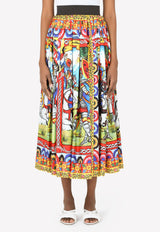 Dolce & Gabbana Carretto Print Pleated Silk Twill Midi Skirt Multicolor F4BU6T GDS12 HH98D