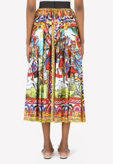 Dolce & Gabbana Carretto Print Pleated Silk Twill Midi Skirt Multicolor F4BU6T GDS12 HH98D