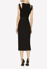 Dolce & Gabbana Logo Waistband Midi Pencil Skirt Black F4CEOT FUUBD N0000