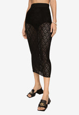 Dolce & Gabbana All-over DG logo Tulle Midi Skirt Black F4CHZT FLEAQ N0000