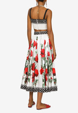 Dolce & Gabbana Poppy-Print Midi Silk Skirt Multicolor F4CI7T GDA9K HA3VN