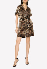 Dolce & Gabbana Animal Print Silk Shirt F5G67T FSAXY HY13M Brown