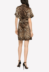 Dolce & Gabbana Animal Print Silk Shirt F5G67T FSAXY HY13M Brown