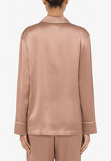 Dolce & Gabbana DG Embroidered Pajama Shirt in Satin Brown F5O12Z FU1AU M0216