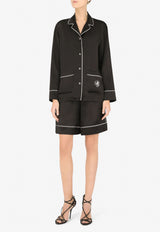Dolce & Gabbana DG Embroidered Pajama Shirt in Satin Black F5O12Z FU1AU N0000