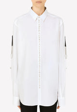 Dolce & Gabbana Crystal Embellished Cotton Shirt White F5P47Z FU5TI W0800