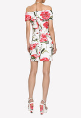 Dolce & Gabbana Carnation Print Draped Mini Dress F6AHNT FSEHT HA3VL Multicolor