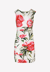Dolce & Gabbana Carnation Print Draped Mini Dress F6AHNT FSEHT HA3VL Multicolor