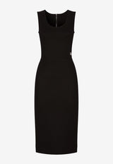Dolce & Gabbana Milano Rib Midi Dress with DG Logo Black F6ARNT FUGPN N0000
