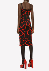 Dolce & Gabbana Giraffe Print Silk Midi Dress F6ASET FSA4W HSYQN Black