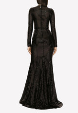 Dolce & Gabbana Sequin Embellished Gown F6AUGT FLSHF N0000 Black