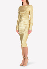 Dolce & Gabbana Lurex Ruched Midi Dress Gold F6H8CT FURIZ S0997