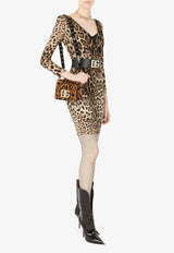 Dolce & Gabbana Leopard Print V-Neck Charmeuse Mini Dress Brown F6R7UT FSADD HY13M