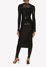 Dolce & Gabbana Sequin Embellished Midi Dress Black F6R8DT FUGOI N0000