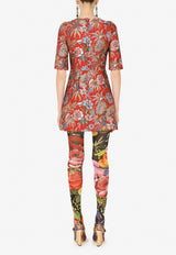 Dolce & Gabbana Floral Brocade Mini Dress Red F6UI8T FJOBI S8350