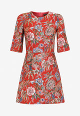 Dolce & Gabbana Floral Brocade Mini Dress Red F6UI8T FJOBI S8350