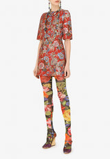 Dolce & Gabbana Floral Brocade Mini Dress Red F6UI8T FJOBI S8350