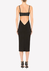 Dolce & Gabbana Jersey and Satin Sleeveless Midi Dress Black F6ZT4T FUGKF N0000