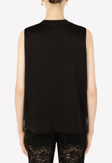 Dolce & Gabbana Crystal Embellished Interlock Logo Tank Top Black F8Q42Z G7BUL N0000
