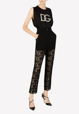 Dolce & Gabbana Crystal Embellished Interlock Logo Tank Top Black F8Q42Z G7BUL N0000