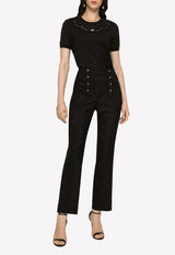 Logo T-shirt with Lace Openwork Dolce & Gabbana F8T66Z G7H1Z N0000