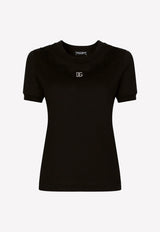 Logo T-shirt with Lace Openwork Dolce & Gabbana F8T66Z G7H1Z N0000