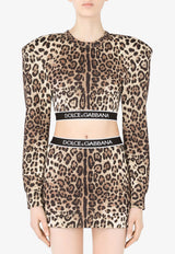 Dolce & Gabbana Leopard Print Long-Sleeved Cropped Top Brown F9L08T HSM6R HA93M