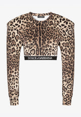 Dolce & Gabbana Leopard Print Long-Sleeved Cropped Top Brown F9L08T HSM6R HA93M
