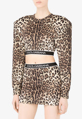 Dolce & Gabbana Leopard Print Long-Sleeved Cropped Top Brown F9L08T HSM6R HA93M