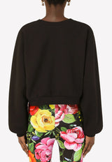 Dolce & Gabbana Logo Detail Cropped Jersey Top Black F9M55Z G7B7S N0000