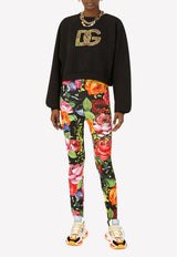 Dolce & Gabbana Logo Detail Cropped Jersey Top Black F9M55Z G7B7S N0000