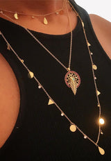 قلادة إثنيك كولكشن من الذهب الأصفر عيار 18 قيراط بالفيروز والياقوت الأحمر والألماس الأبيض