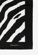 Dolce & Gabbana Zebra Print Silk Scarf Monochrome FN093R GDAOU HY3CQ