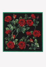 Dolce & Gabbana Rose Print Silk Twill Scarf Multicolor FN093R GDAYO HN3VR